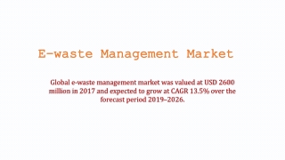 E-waste Management Challenges and Opportunities