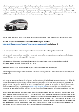 Rental Mobil Di Bandar Lampung Termurah 2019