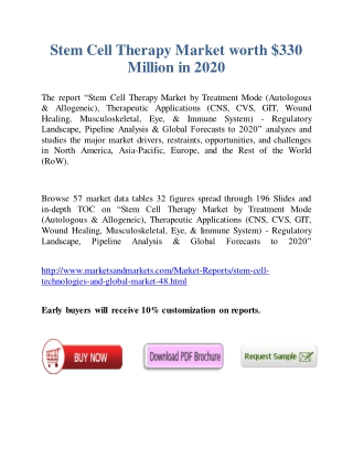 Stem Cell Therapy Market worth $ 145.8 Million by 2021