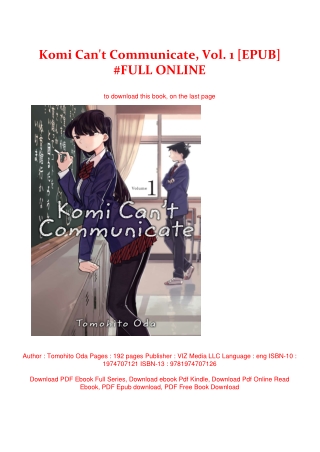 Komi Can't Communicate, Vol. 1 [EPUB] #FULL ONLINE