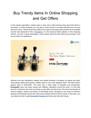 Buy Trendy Items In Online Shopping and Get Offers