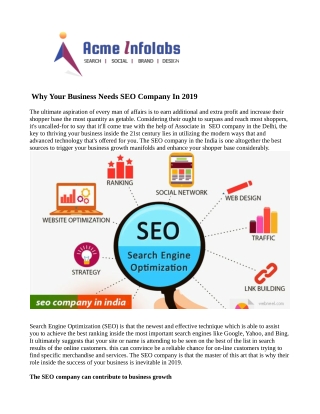 Seo Company in India | Seo Company in Delhi | Acme Infolabs