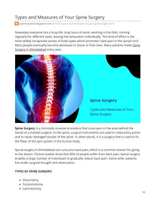 Types and Measures of Your Spine Surgery