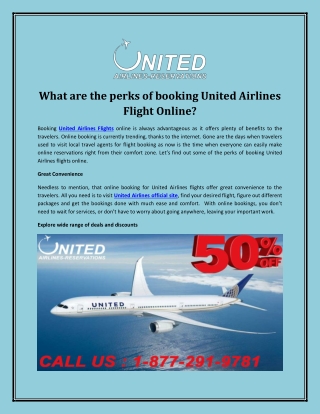 What are the perks of booking United Airlines Flight Online?