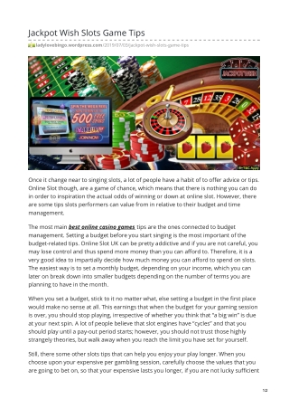 Jackpot Wish Slots Game Tips