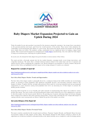 Baby Diapers Market Expansion Projected to Gain an Uptick During 2024