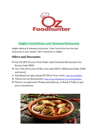 Food Delivery & Takeaway restaurants in Heights | OzFoodHunter