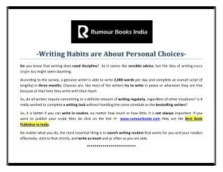 -Writing Habits are About Personal Choices-