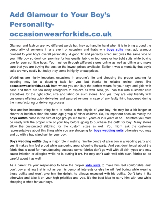 Add Glamour to Your Boy’s Personality occasionwearforkids.co.uk