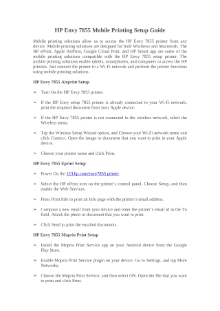 HP Envy 7855 Mobile Printing Setup Guide