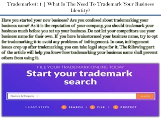 Trademarks411 | What Is The Need To Trademark Your Business Identity?