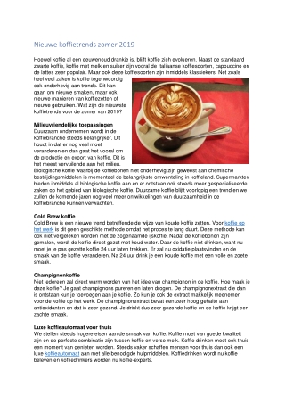 Nieuwe koffietrends zomer 2019