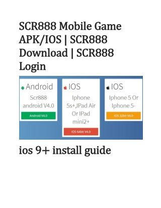 SCR888 Mobile Game APK/IOS | SCR888 Download | SCR888 Login