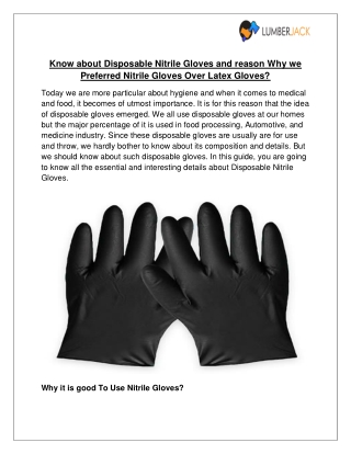 Know about Disposable Nitrile Gloves and reason Why we Preferred Nitrile Gloves Over Latex Gloves?