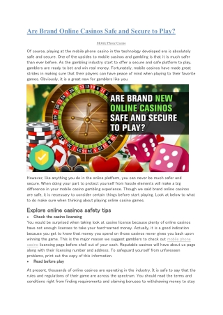 Are Brand Online Casinos Safe and Secure to Play?