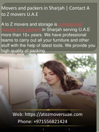 Choose professional movers and packers in Sharjah