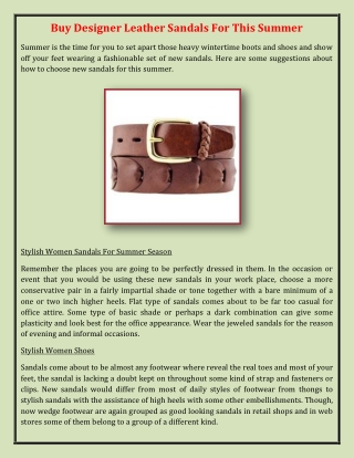 Buy Designer Leather Sandals For This Summer