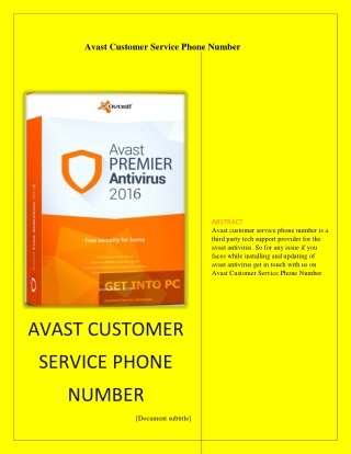 Avast Customer Service Phone Number