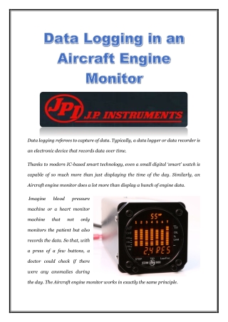 Data Logging in an Aircraft Engine Monitor