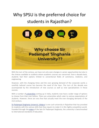 Why SPSU is the preferred choice for students in Rajasthan