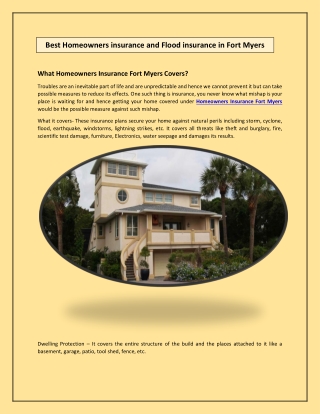 Best Homeowners insurance and Flood insurance in Fort Myers