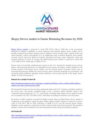 Biopsy Device market to Garner Brimming Revenues by 2026