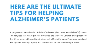 Here Are The Ultimate Tips For Helping Alzheimer's Patients
