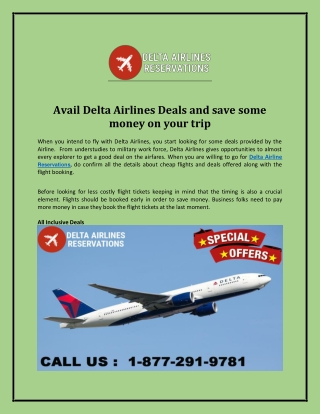Avail Delta Airlines Deals and save some money on your trip