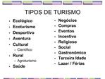 TIPOS DE TURISMO