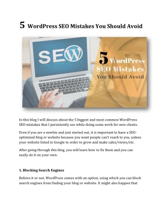 5 WordPress SEO Mistakes You Should Avoid