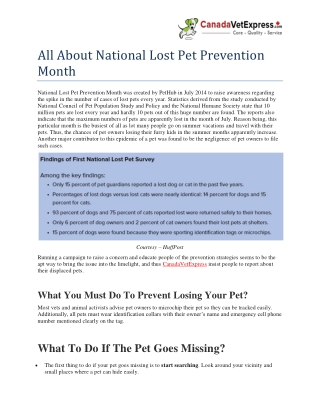 All About National Lost Pet Prevention Month