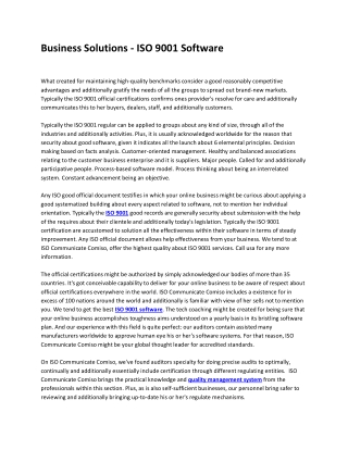 Business Solutions - ISO 9001 Software