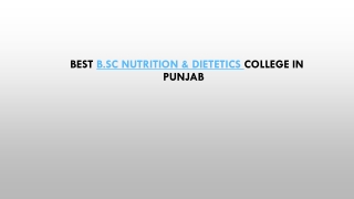 Best B.Sc Nutrition & Dietetics College in Punjab