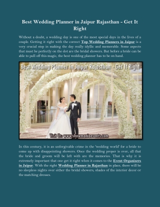 Best Wedding Planner in Jaipur Rajasthan - Get It Right