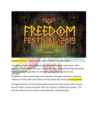Freedom Festival, Portugal – Hub for all the Trance Music Lovers