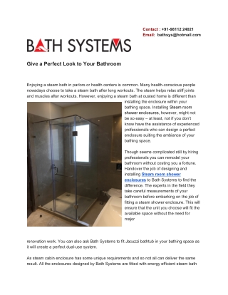 Give a Perfect Look to Your Bathroom with BATHSYSTEMS