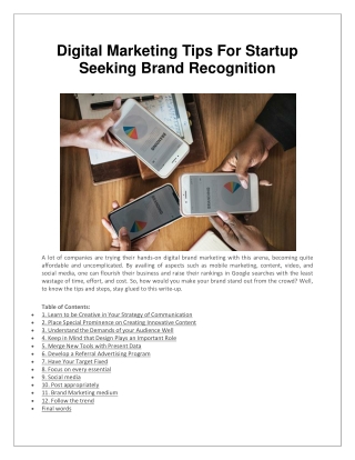 Digital Marketing Tips For Startup Seeking Brand Recognition