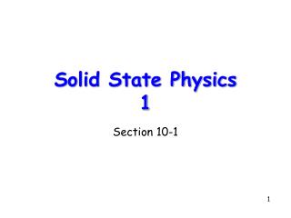 Solid State Physics 1