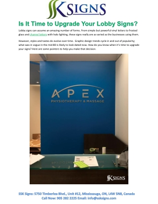Is It Time to Upgrade Your Lobby Signs?