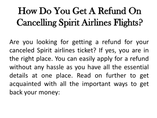 How Do You Get A Refund On Cancelling Spirit Airlines Flights?