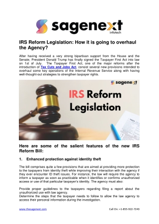 IRS Reform Legislation: How it is going to overhaul the Agency?