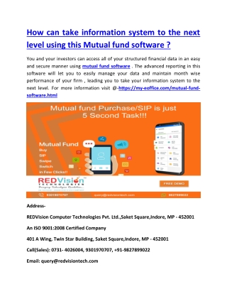 How can take information system to the next level using this Mutual fund software ?