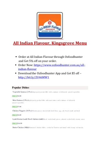 25% Off -All Indian Flavour-Kingsgrove - Order Food Online