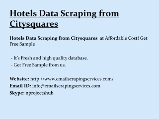 Hotels Data Scraping from Citysquares
