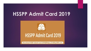 HSSPP Admit Card 2019 | Get Your Admit Card for 429 BRP Posts