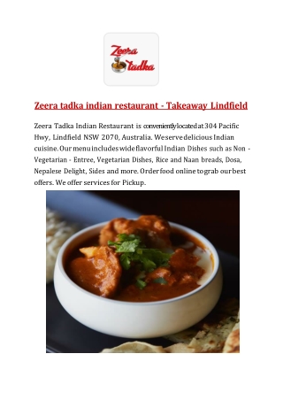 zeera tadka indian restaurant-Lindfield - Order Food Online
