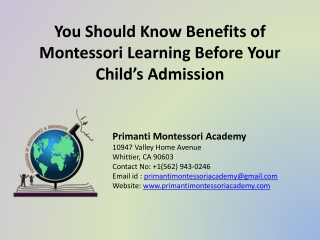 Child Care Whittier CA – Montessori Learning