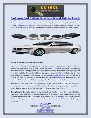 Customers Best Defense Is the Selection of Right Locksmith
