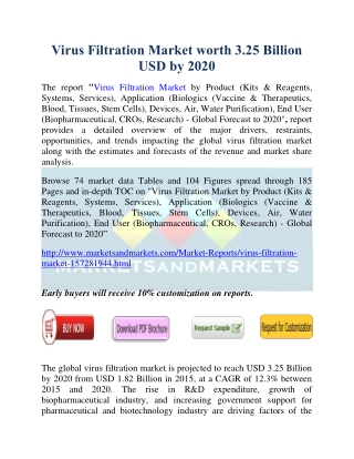 Virus Filtration Market worth $ 3.25 Billion by 2020