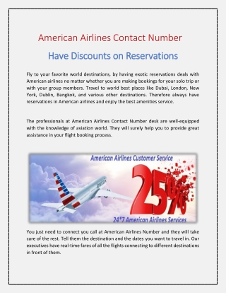American airlines contact number for discounted flights